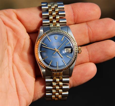 rolex 1601 blue dial|rolex 1601 datejust value.